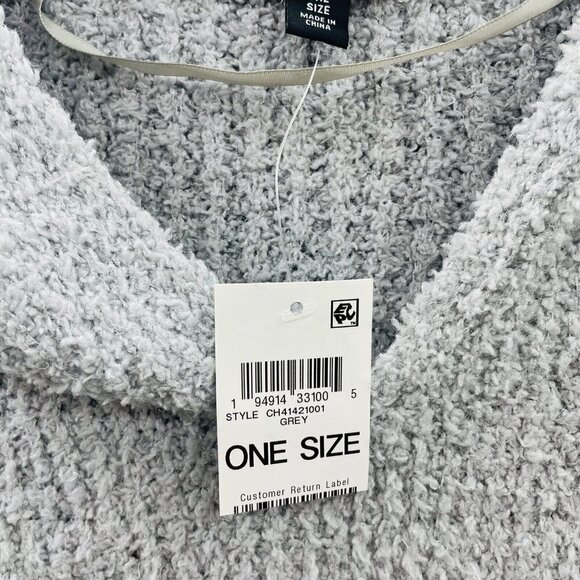 Charter Club Womens One Size Hooded Soft Knit Poncho Pullover Shirt in Gray $68 - Picture 6 of 7